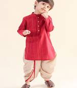Maroon plain cotton  kurta pyjama