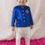 Blue embroidered viscose bandhgala set