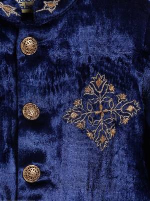 Blue embroidered viscose bandhgala set 5