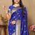 royal blue paithani silk blend zari motifs saree with contrast blouse