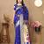 royal blue paithani silk blend zari motifs saree with contrast blouse
