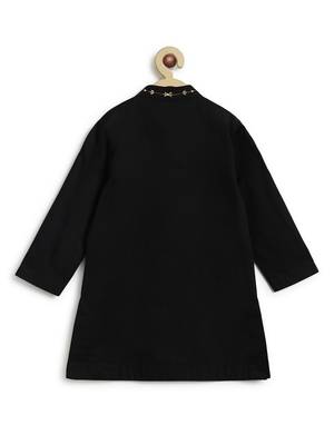 Black embroidered cotton  kurta pyjama 3