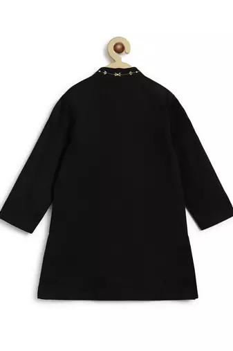 Black embroidered cotton  kurta pyjama