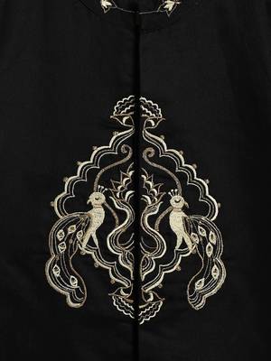 Black embroidered cotton  kurta pyjama 4