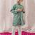 Green embroidered cotton  kurta pyjama