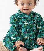 Green printed cotton  kurta pyjama