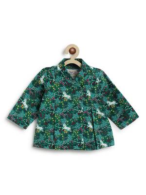 Green printed cotton  kurta pyjama 4
