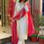 Cream embroidery chanderi silk designer kurta set with printed muslin dupatta for women