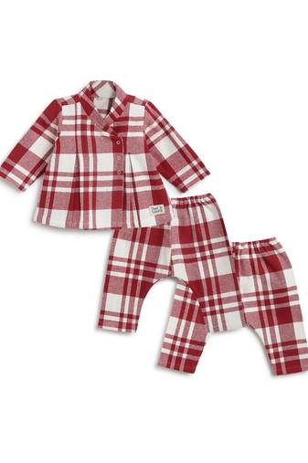 Red plain cotton  kimono and pyjama