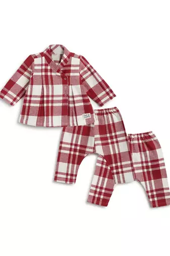 Red plain cotton  kimono and pyjama