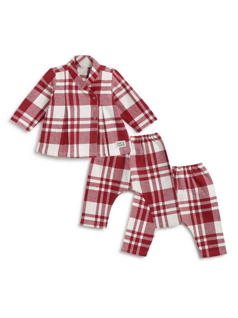 Red plain cotton  kimono and pyjama