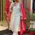 Cream embroidery chanderi silk designer kurta set with printed muslin dupatta for women