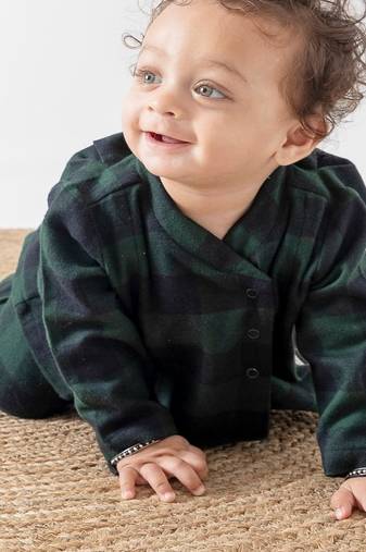 Green plain cotton  kurta pyjama