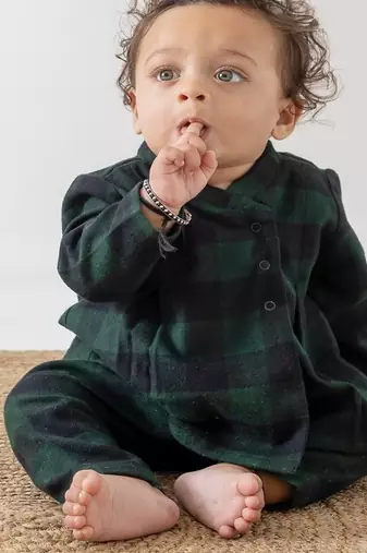 Green plain cotton  kurta pyjama