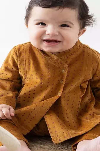 Yellow printed cotton  kurta pyjama