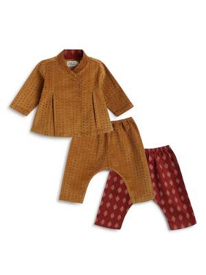 Yellow printed cotton  kurta pyjama 2