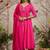 Pink floral embroidery muslin silk aaliya cut kurta set with organza dupatta for women