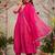 Pink floral embroidery muslin silk aaliya cut kurta set with organza dupatta for women