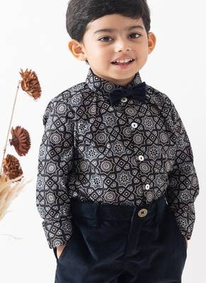 Black printed cotton  shirt 2