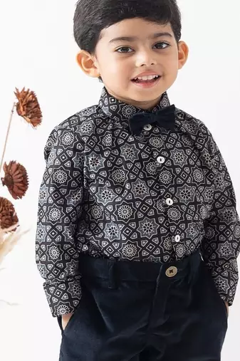 Black printed cotton  shirt