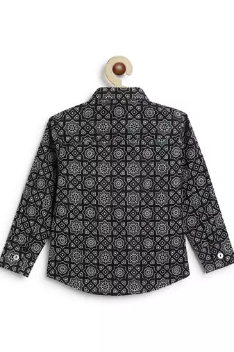 Black printed cotton  shirt