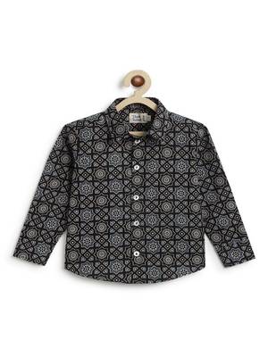 Black printed cotton  shirt 1