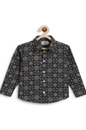 Black printed cotton  shirt
