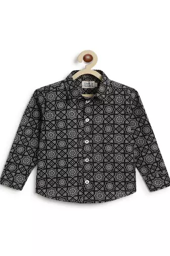 Black printed cotton  shirt