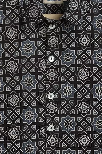Black printed cotton  shirt