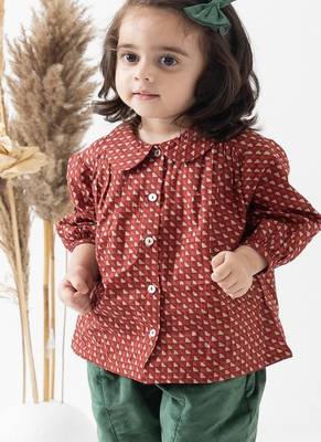 Maroon printed cotton  shirt 1