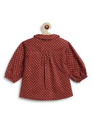 Maroon printed cotton  shirt 2