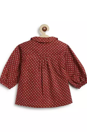 Maroon printed cotton  shirt