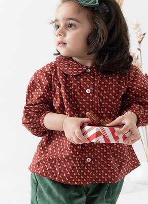 Maroon printed cotton  shirt 3