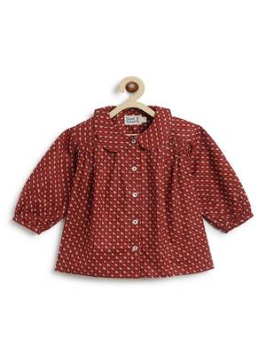 Maroon printed cotton  shirt 4