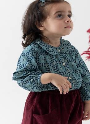 Blue printed cotton  shirt 2