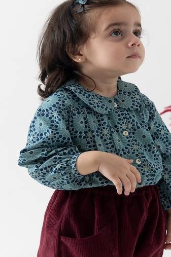 Blue printed cotton  shirt