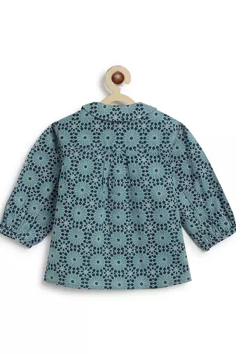 Blue printed cotton  shirt