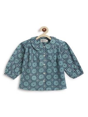 Blue printed cotton  shirt 1