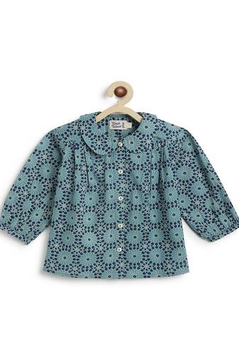 Blue printed cotton  shirt