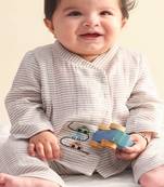 Grey embroidered cotton  kurta pyjama