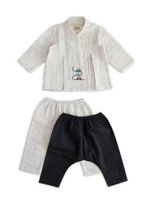 Grey embroidered cotton  kurta pyjama 3