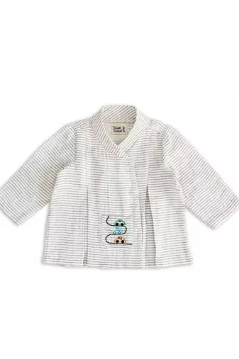 Grey embroidered cotton  kurta pyjama