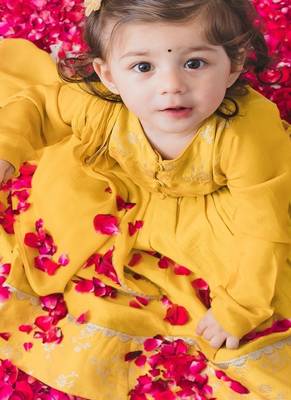 Yellow embroidered viscose  lehenga 2