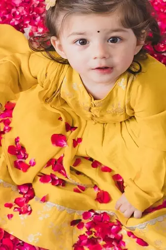 Yellow embroidered viscose  lehenga