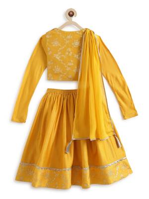 Yellow embroidered viscose  lehenga 3