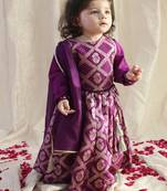 Purple embroidered viscose  lehenga