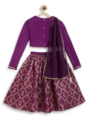 Purple embroidered viscose  lehenga 2