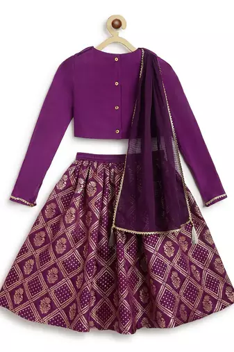 Purple embroidered viscose  lehenga