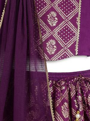 Purple embroidered viscose  lehenga 3