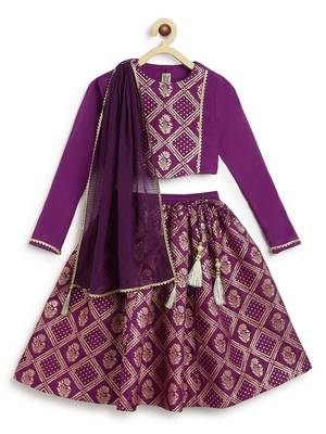 Purple embroidered viscose  lehenga 4